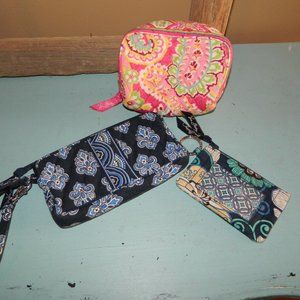 Vera Bradley Accessory Bags Wristlet Id Case Lot of 3